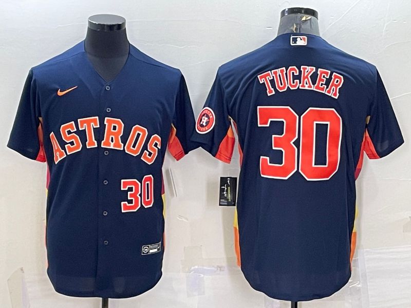 Men Houston Astros 30 Tucker Blue Game Nike 2022 MLB Jersey